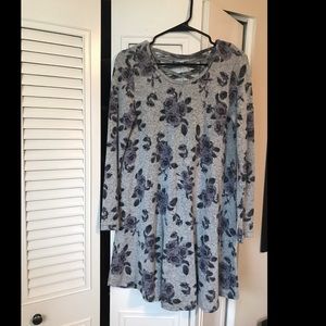 Gray and lavender fleece dress